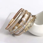 Leather Strand Pearl Gold Silver Anti Tarnish Leather Stand Bracelet For Women