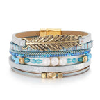 Leather Strand Pearl Gold Silver Anti Tarnish Leather Stand Bracelet For Women