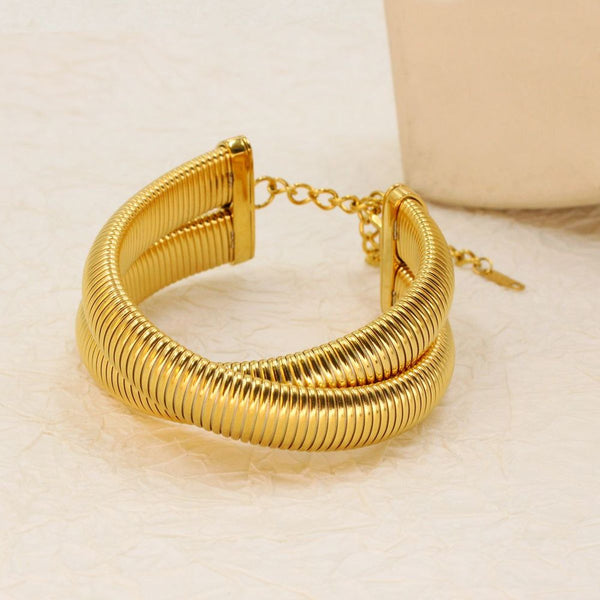 Dual Layer Snake 18K Gold Anti Tarnish Stainless Steel Bracelet Bulk Main image