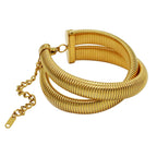 Dual Layer Snake 18K Gold Anti Tarnish Stainless Steel Bracelet Bulk