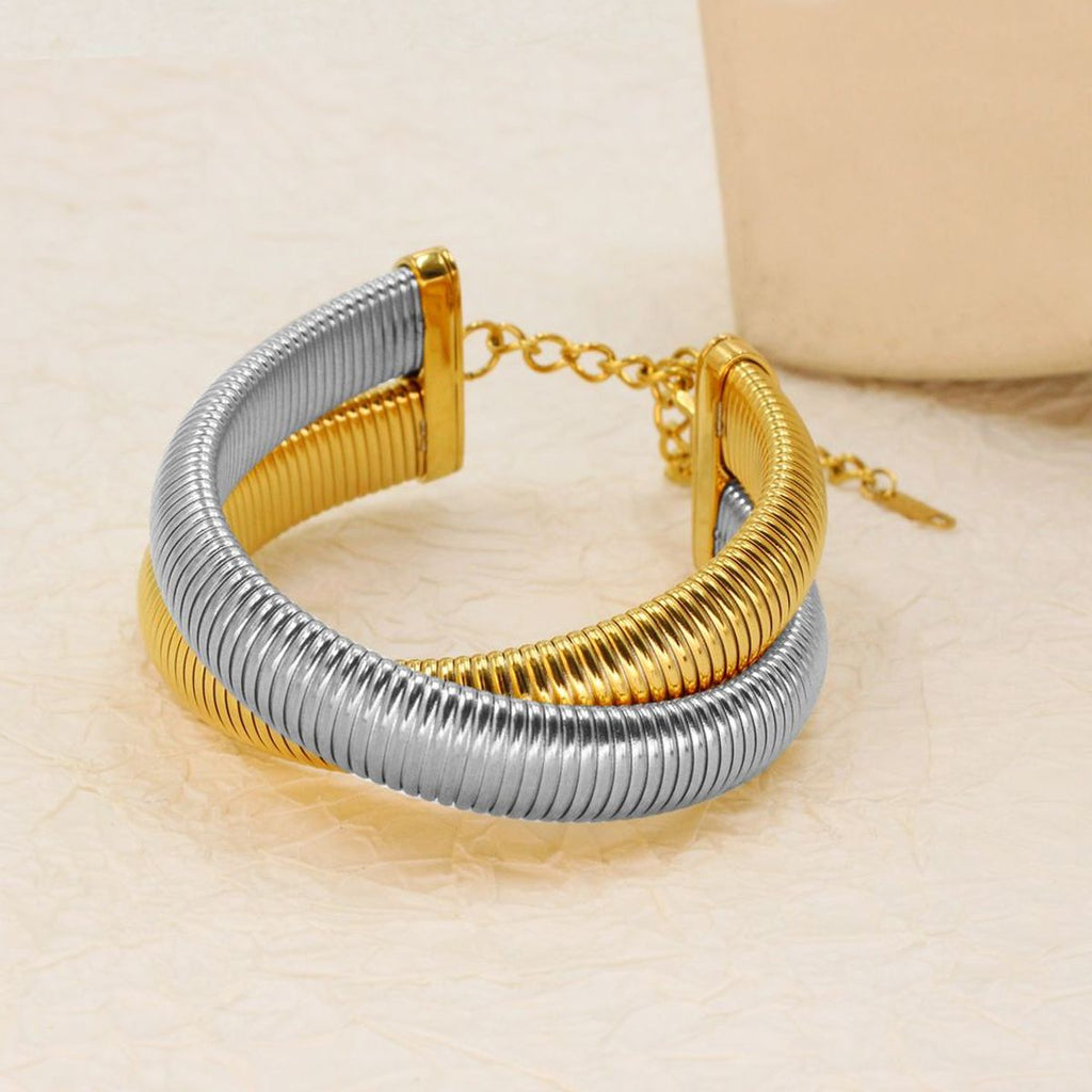 Dual Layer Snake 18K Gold Anti Tarnish Stainless Steel Bracelet Bulk