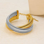 Dual Layer Snake 18K Gold Anti Tarnish Stainless Steel Bracelet Bulk