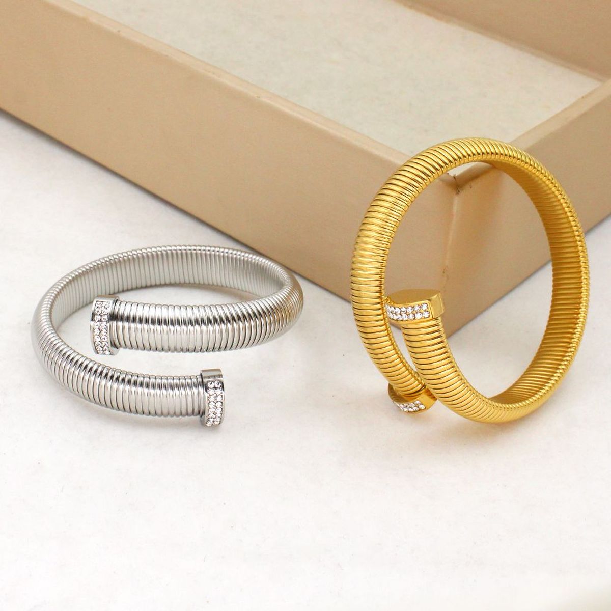 Snake CZ 18K Gold Anti Tarnish Stainless Steel Bracelet Kada Bulk