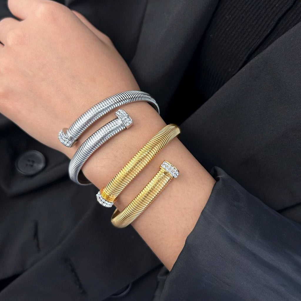 Snake CZ 18K Gold Anti Tarnish Stainless Steel Bracelet Kada Bulk