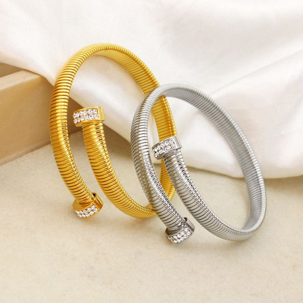 Snake CZ 18K Gold Anti Tarnish Stainless Steel Bracelet Kada Bulk Main image