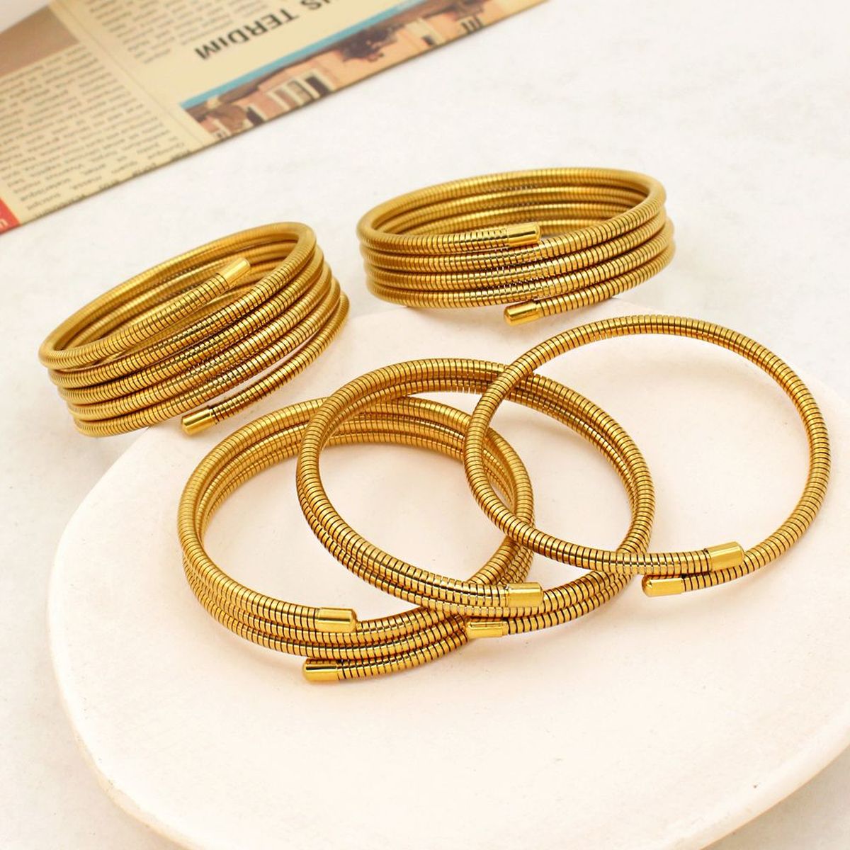 Layered Snake 18K Gold Anti Tarnish Stainless Steel Bracelet Bulk