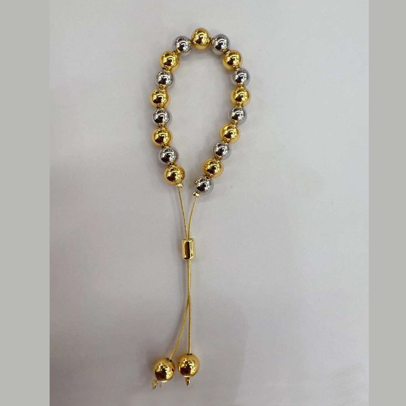 Glossy Balls 18K Gold Anti Tarnish Adjustable Slider Bracelet Bulk Secondary image