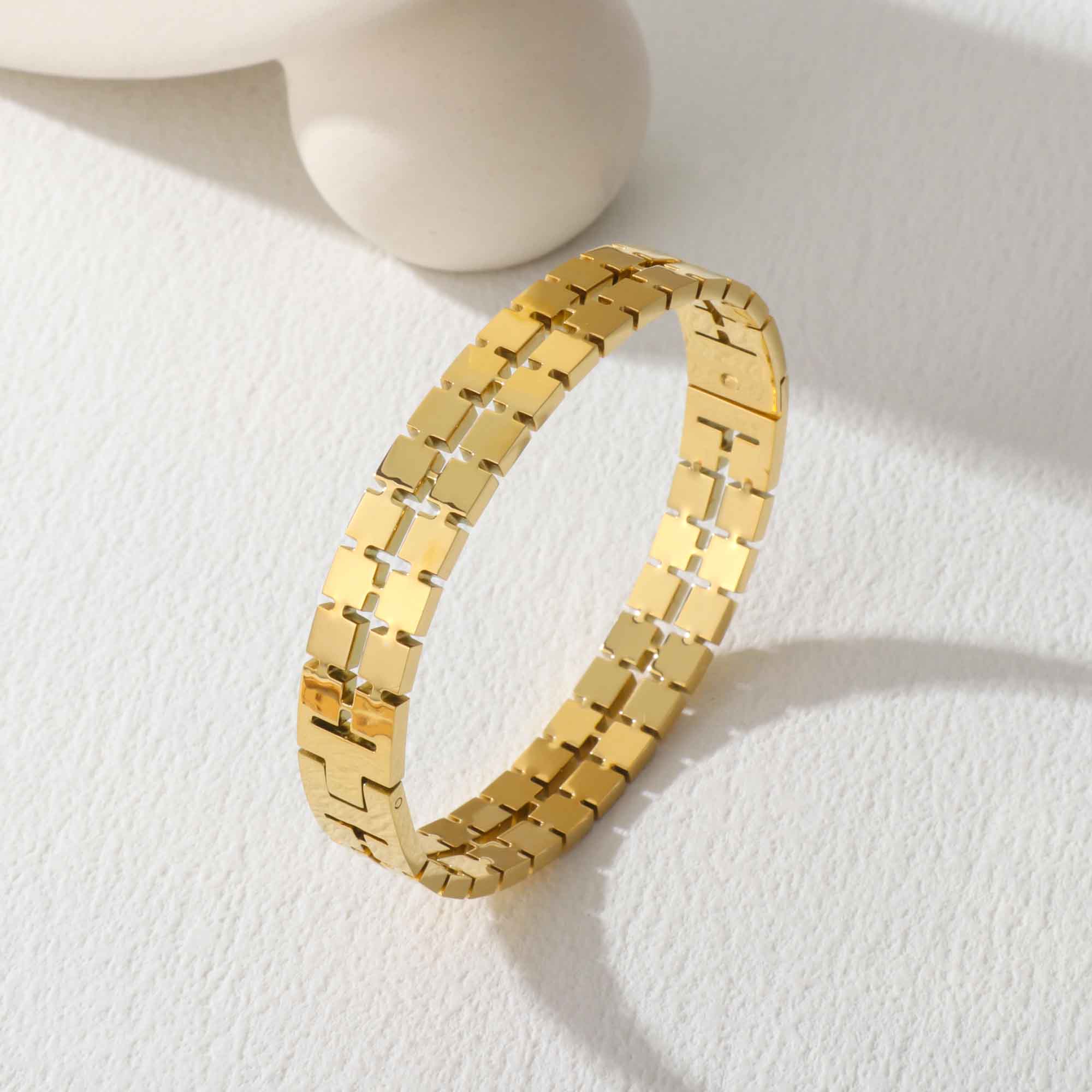 Dual Square Layer Gold Anti Tarnish Stainless Steel Openable Kada Bulk Main image