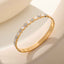 Hexagon Cubic Zirconia Mother Of Pearl White 18K Gold Anti Tarnish Stainless Steel Openable Kada For Women