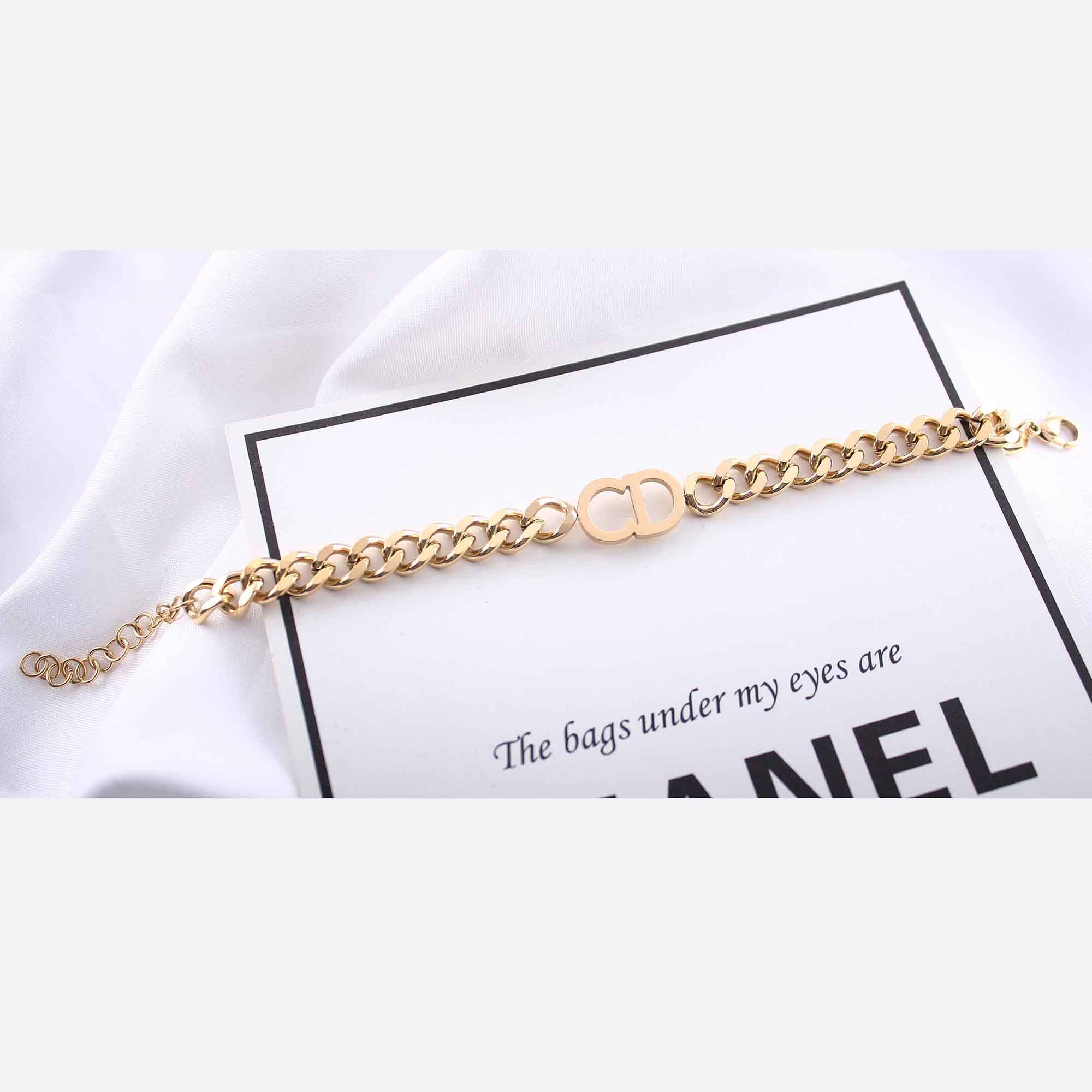 Luxury Cd 18K Gold Anti Tarnish Stainless Steel Necklace Bracelet Bulk
