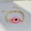 Evil Eye Pink White CZ Gold Copper Anti Tarnish Bracelet Bulk