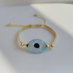 Evil Eye Pink White CZ Gold Copper Anti Tarnish Bracelet Bulk
