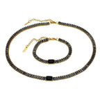 Baguette Purple Black Cubic Zirconia 18K Gold Copper Anti Tarnish Tennis Bracelet Necklace For Women