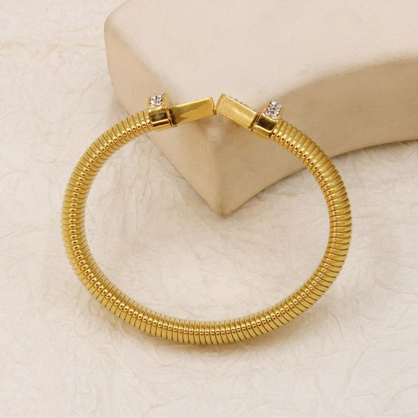 Snake Cobra 18K Gold Cubic Zirconia Anti Tarnish Stainless Steel Cuff Kada Bracelet For Women Secondary image