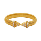 Snake Cobra 18K Gold Cubic Zirconia Anti Tarnish Stainless Steel Cuff Kada Bracelet For Women