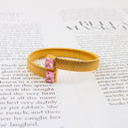 Snake Cobra Pink 18K Gold Crystal Anti Tarnish Stainless Steel Cuff Kada Bracelet For Women