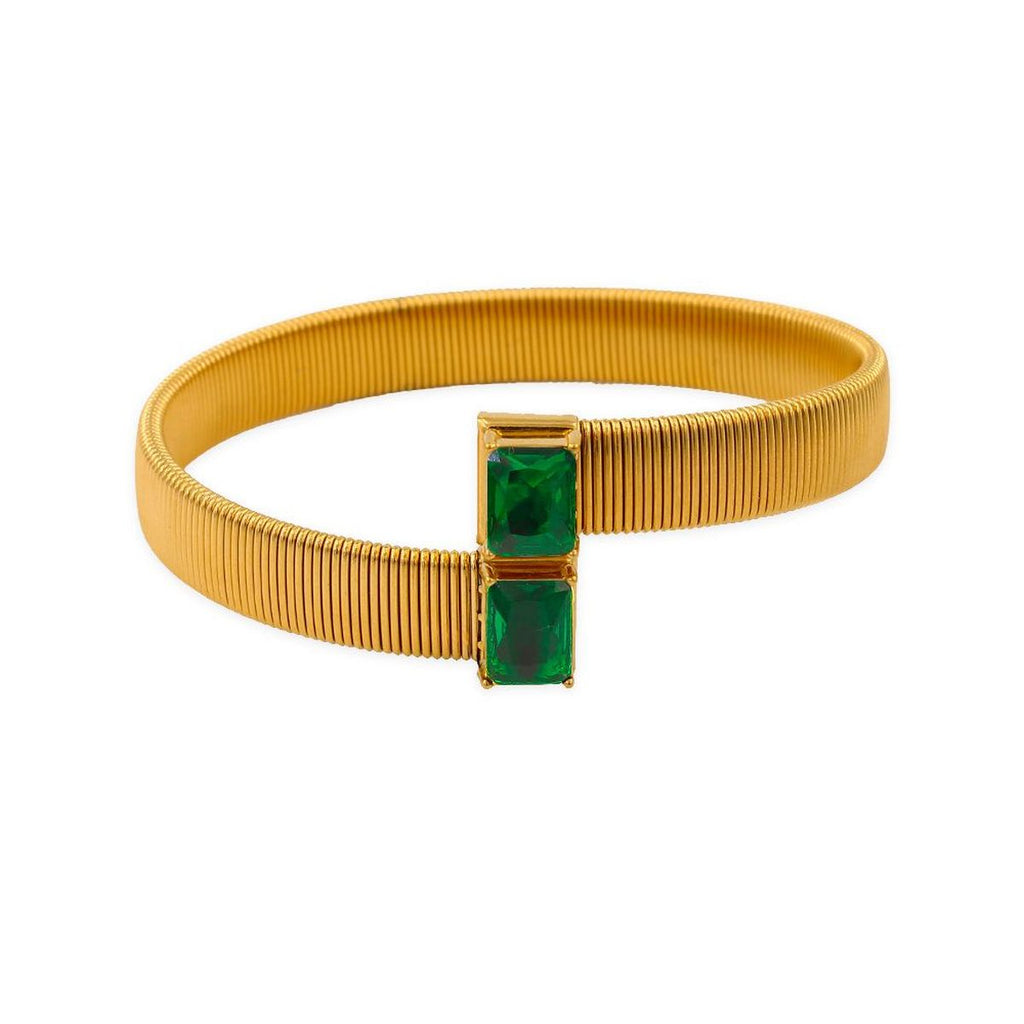 Snake Cobra Pink 18K Gold Crystal Anti Tarnish Stainless Steel Cuff Kada Bracelet For Women