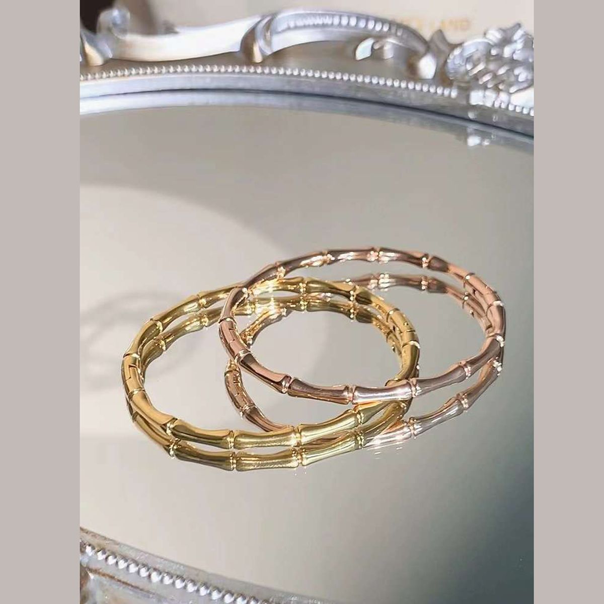 Bamboo Rose Gold Stainless Steel Anti Tarnish Openable Kada Bracelet For Women Main image