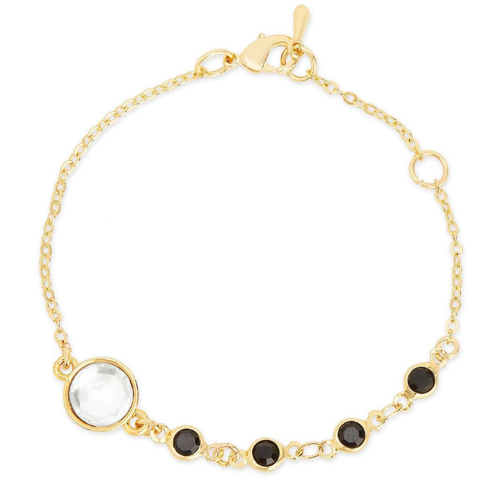 Copper Cubic Zirconia Gold Black Charm Link Chain Bracelet Women Bulk