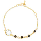 Copper Cubic Zirconia Gold Black Charm Link Chain Bracelet Women Bulk