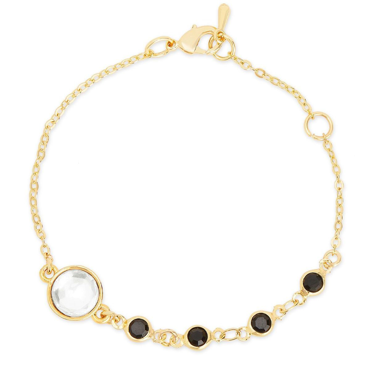 Copper Cubic Zirconia Gold Black Charm Link Chain Bracelet Women Bulk