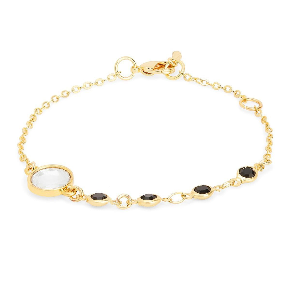 Copper Cubic Zirconia Gold Black Charm Link Chain Bracelet Women Bulk