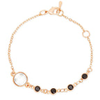 Copper Cubic Zirconia Gold Black Charm Link Chain Bracelet Women Bulk