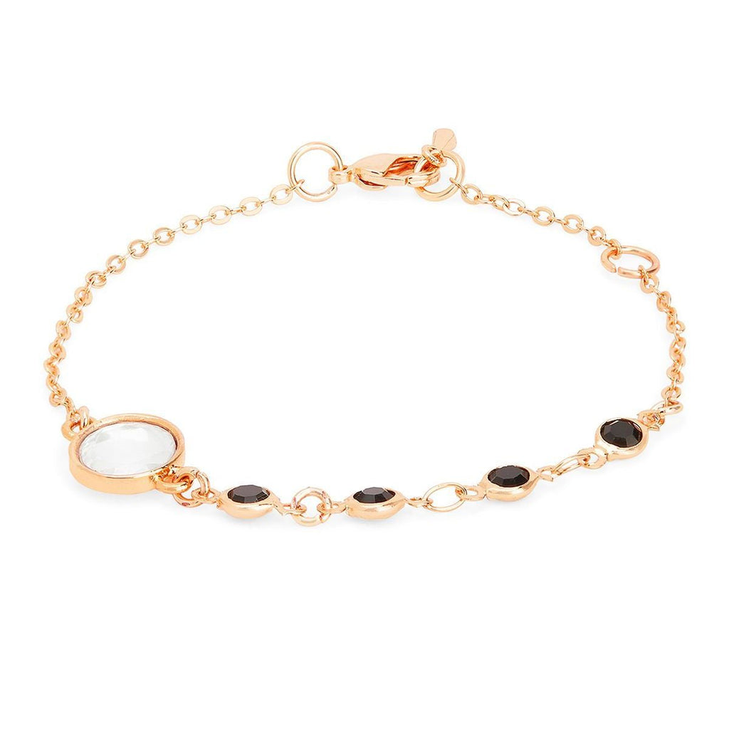 Copper Cubic Zirconia Gold Black Charm Link Chain Bracelet Women Bulk