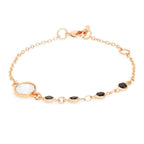 Copper Cubic Zirconia Gold Black Charm Link Chain Bracelet Women Bulk