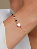 Copper Cubic Zirconia Gold Black Charm Link Chain Bracelet Women Bulk