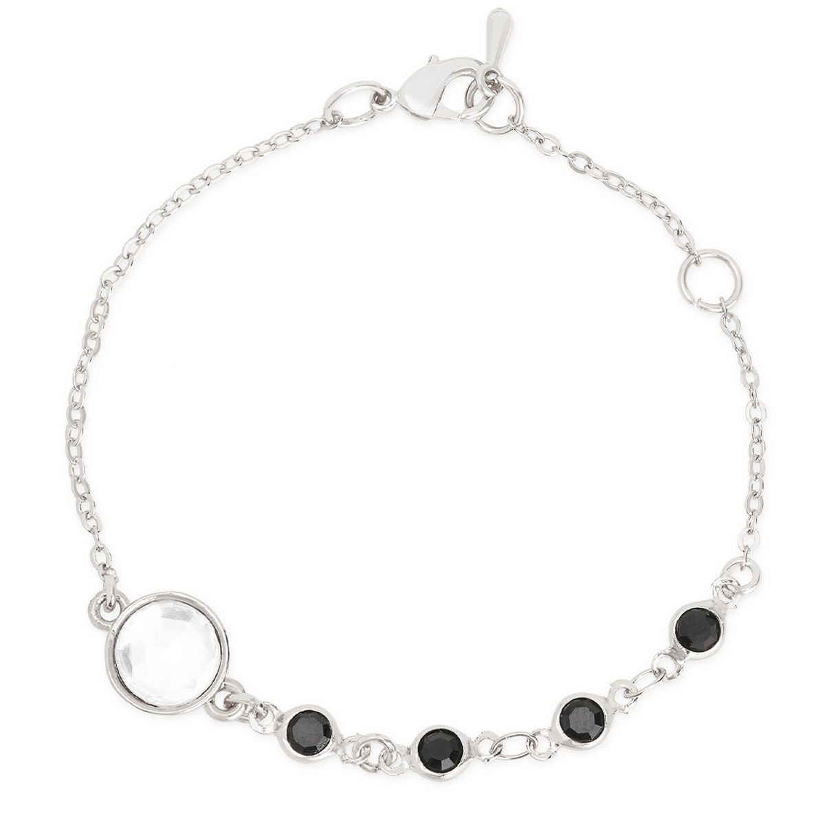 Copper Cubic Zirconia Gold Black Charm Link Chain Bracelet Women Bulk