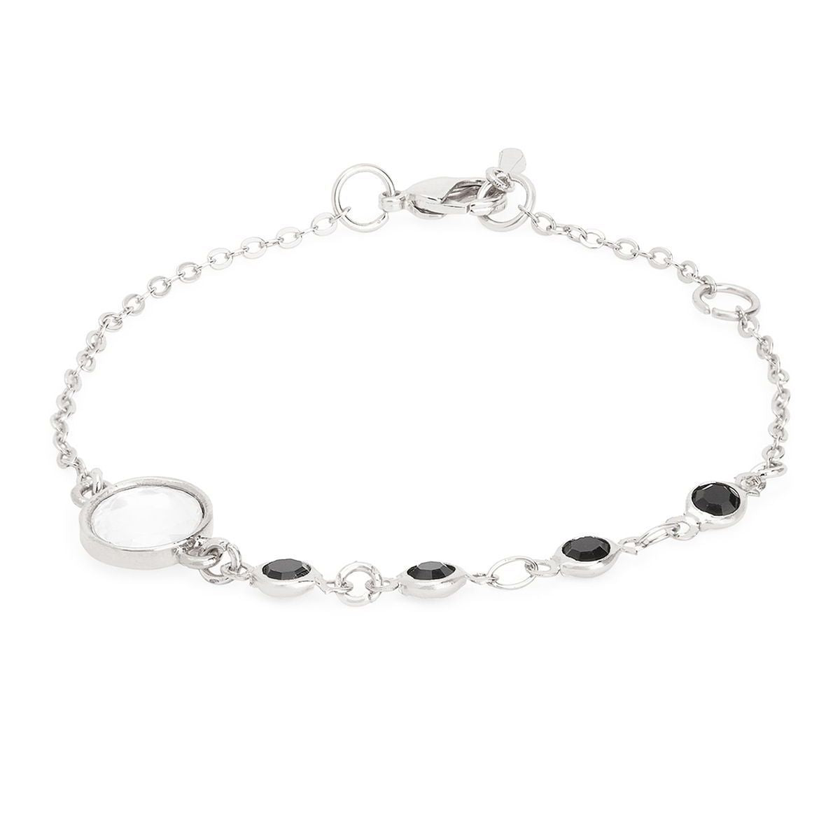 Copper Cubic Zirconia Gold Black Charm Link Chain Bracelet Women Bulk