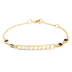 Copper Princess Cut CZ Gold Black Link Chain Id Bracelet Bulk