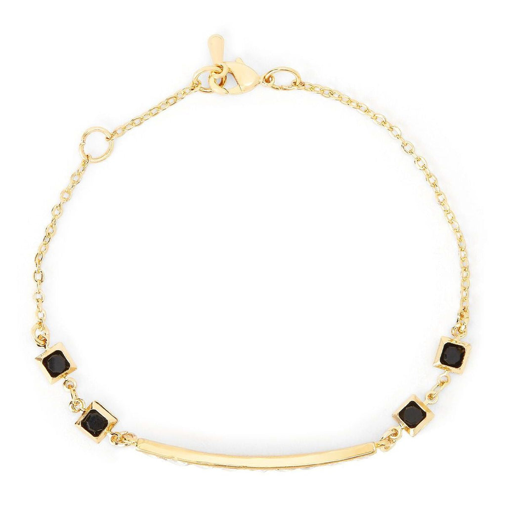 Copper Princess Cut CZ Gold Black Link Chain Id Bracelet Bulk