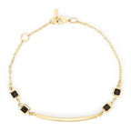 Copper Princess Cut CZ Gold Black Link Chain Id Bracelet Bulk