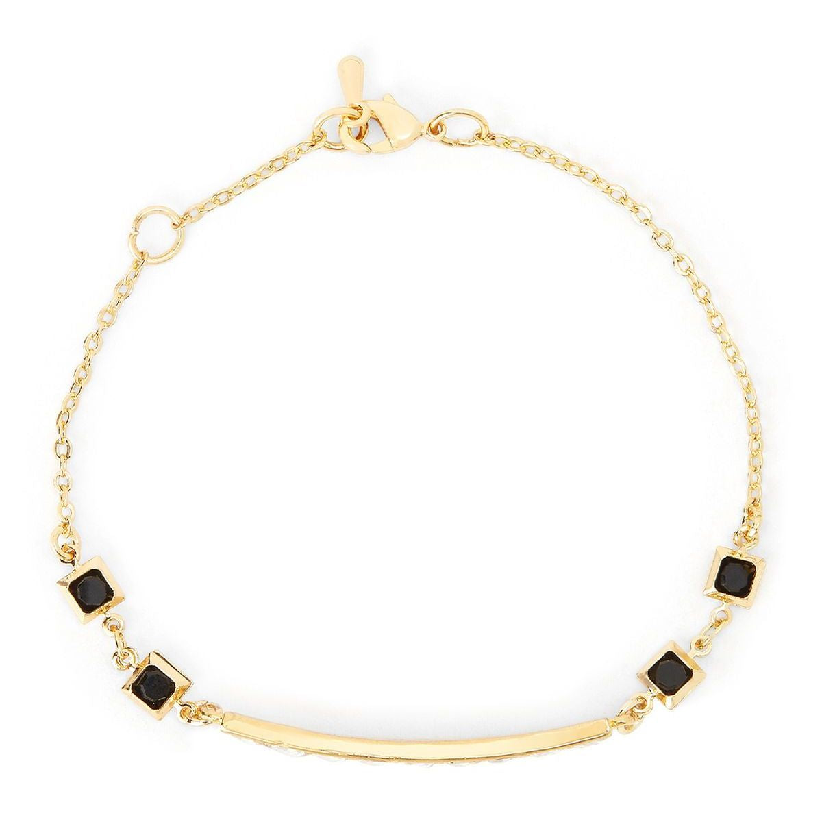 Copper Princess Cut CZ Gold Black Link Chain Id Bracelet Bulk