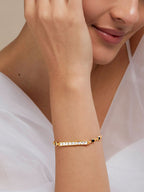 Copper Princess Cut CZ Gold Black Link Chain Id Bracelet Bulk