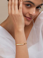 Copper Princess Cut CZ Gold Black Link Chain Id Bracelet Bulk