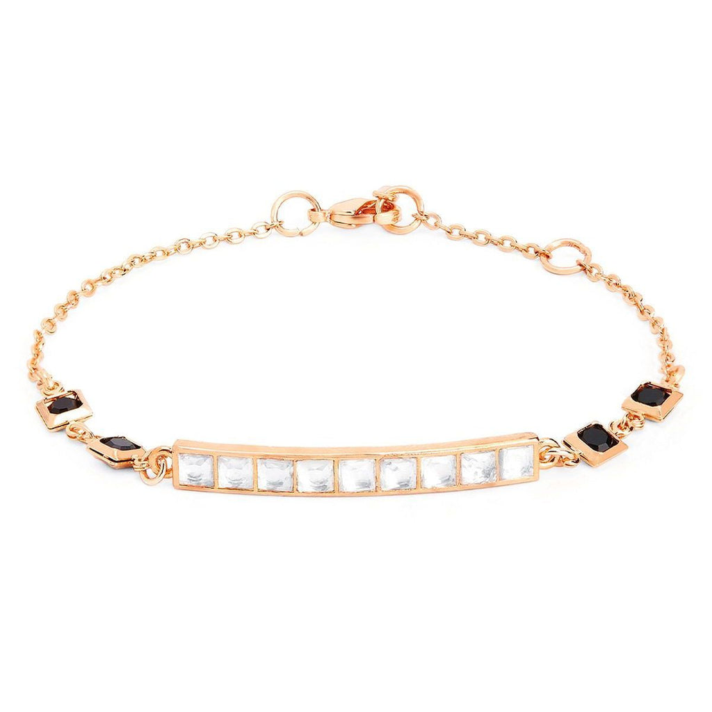 Copper Princess Cut CZ Gold Black Link Chain Id Bracelet Bulk