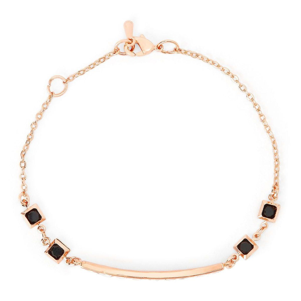 Copper Princess Cut CZ Gold Black Link Chain Id Bracelet Bulk