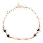 Copper Princess Cut CZ Gold Black Link Chain Id Bracelet Bulk