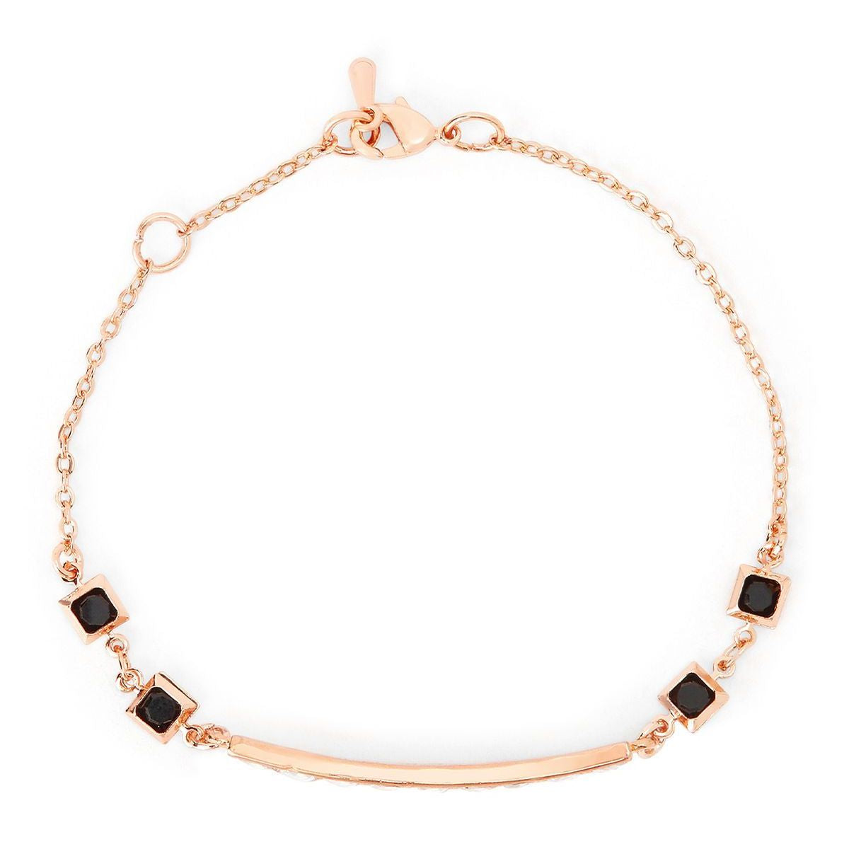 Copper Princess Cut CZ Gold Black Link Chain Id Bracelet Bulk