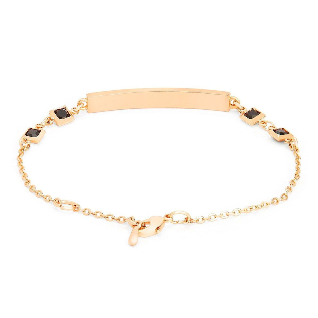 Copper Princess Cut CZ Gold Black Link Chain Id Bracelet Bulk