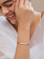 Copper Princess Cut CZ Gold Black Link Chain Id Bracelet Bulk