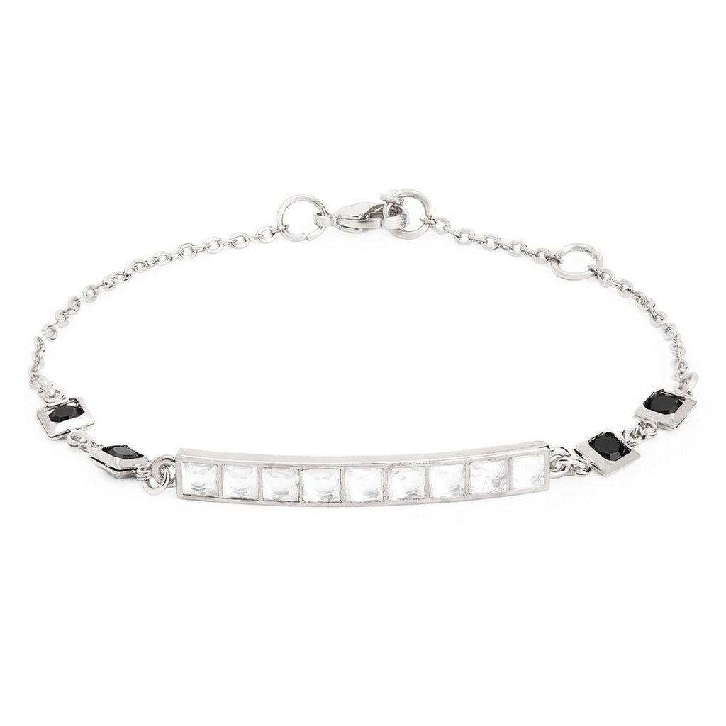 Copper Princess Cut CZ Gold Black Link Chain Id Bracelet Bulk