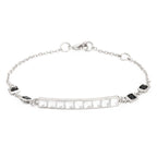 Copper Princess Cut CZ Gold Black Link Chain Id Bracelet Bulk