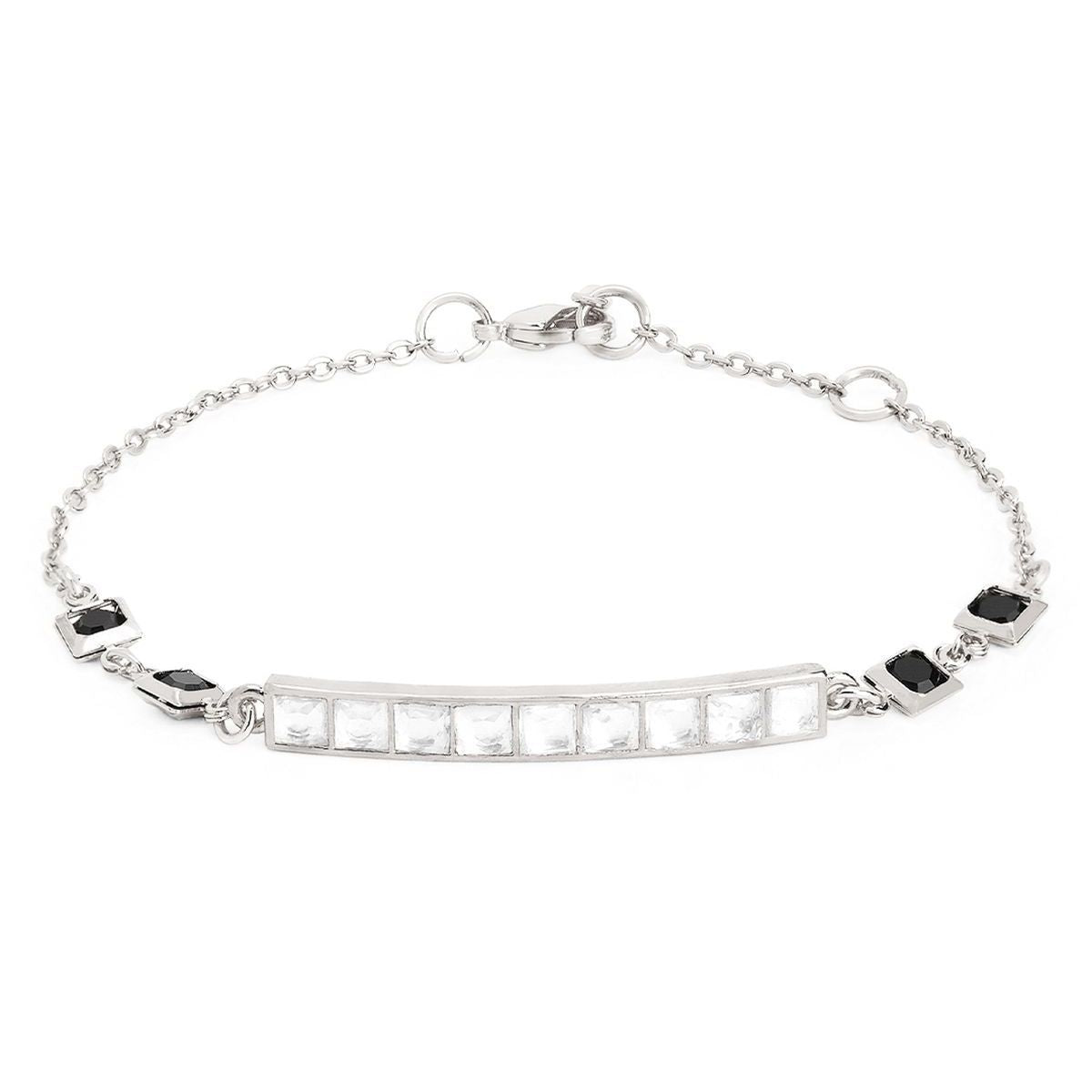 Copper Princess Cut CZ Gold Black Link Chain Id Bracelet Bulk