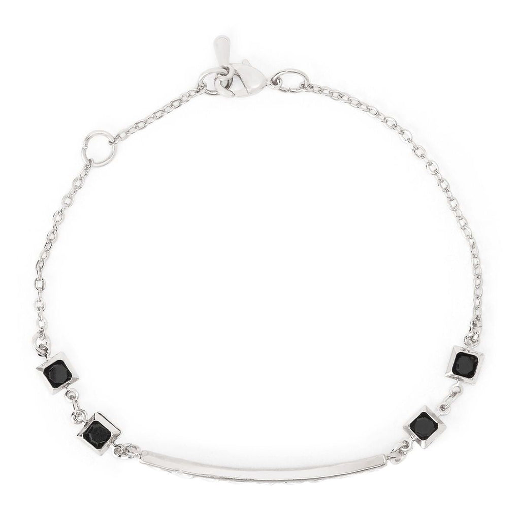 Copper Princess Cut CZ Gold Black Link Chain Id Bracelet Bulk