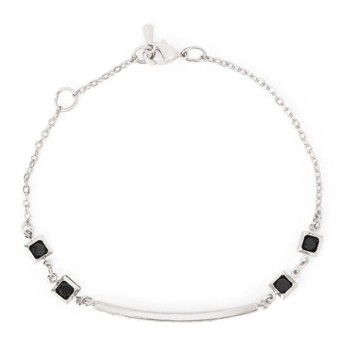 Copper Princess Cut CZ Gold Black Link Chain Id Bracelet Bulk