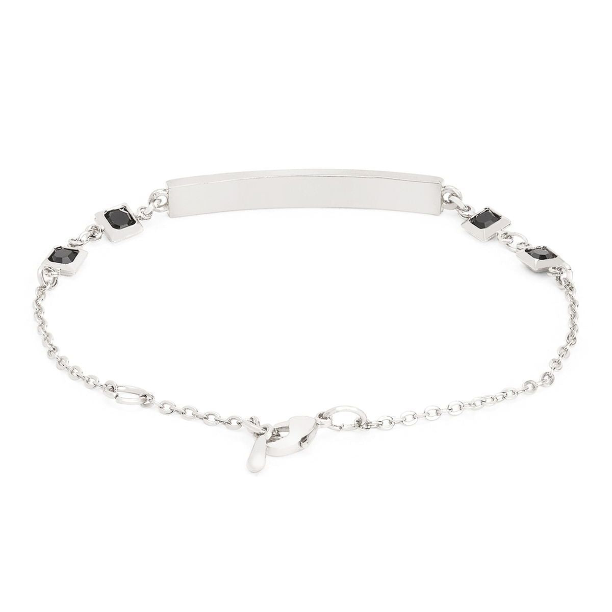 Copper Princess Cut CZ Gold Black Link Chain Id Bracelet Bulk